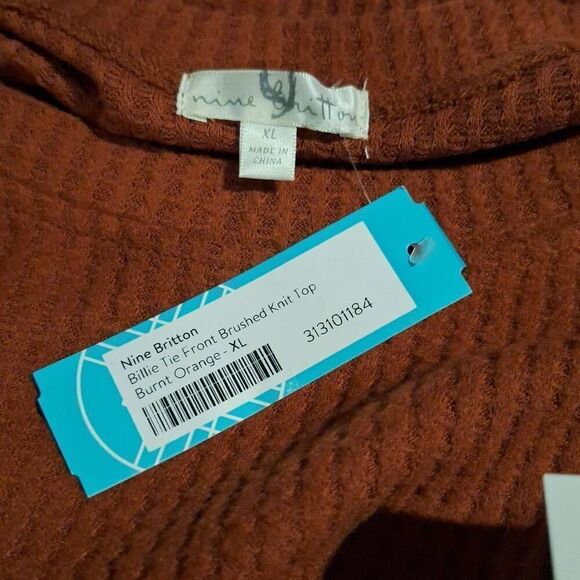 Stitch Fix Nine Britton Billie Tie Front Brushed Knit Top Burnt Orange Sz XL NEW - Picture 3 of 5